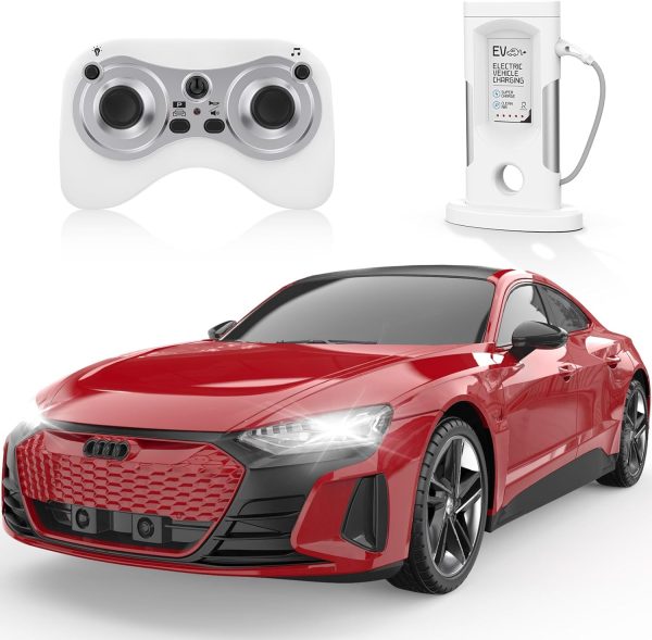 DOUBLE E Audi RS e-tron GT RC Car 1:16 Scale Model New Energy Remote Control Car Automatic Parking Led Lights & Sound Gifts for 3 4 5 6 7 8+ Year Old Boys Girls - Image 2