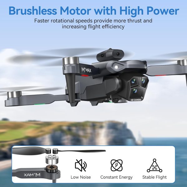 Drone with Brushless Motor 1080P HD Camera for Beginners Adults, M°max Foldable FPV Drone 2 Batteries with One Button Take Off, Headless Mode, 360° Flips, Toys Drone for Boys Girls - Image 4