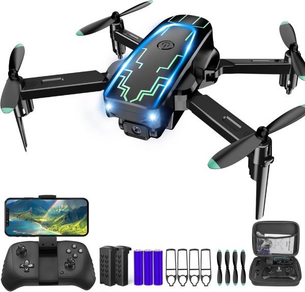 Mini Drone with Camera, Drones for Kids Adults, Boys Gifts, 1080P HD Foldable Drone with Gravity Control, Gestures Selfie, Altitude Hold, One Key Start, 3D Flips, 2 Batteries, Toy for Boys Girls - Image 2