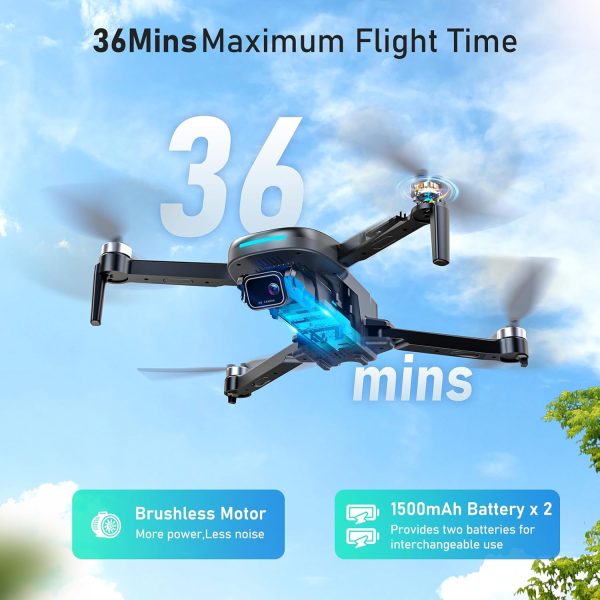 Mirason Drone with Camera, 1080P HD FPV Camera Drone with Brushless Motor, 2 Batteries, 360 Flips, Headless Mode, Gravity Control, 36 Mins Long, Flight Foldable Mini Drone for Kids and Beginner - Image 6