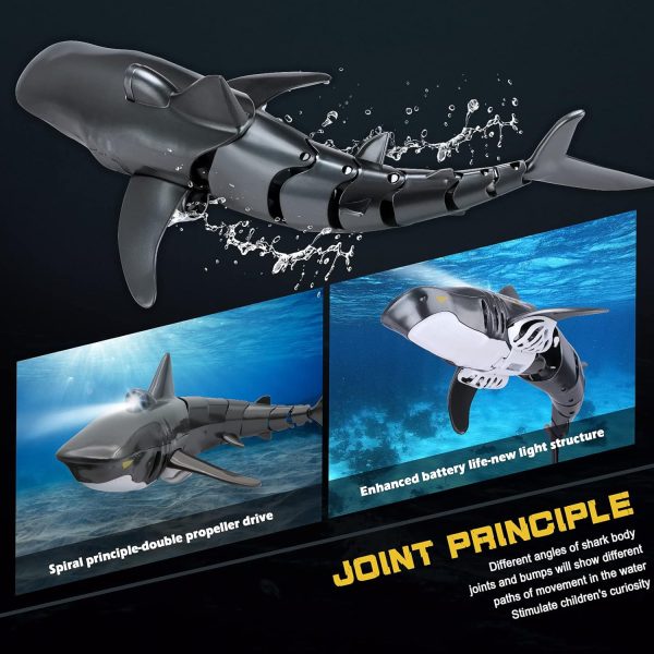 2.4G Remote Control Shark Toy 1:18 Scale High Simulation Shark Shark for Swimming Pool Bathroom Great Gift RC Boat Toys for 6+ Year Old Boys and Girls (with 2 Batteries) - Image 5