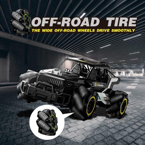 4DRC Y3 Remote Control Cars,2.4Ghz All Terrain Remote Control Truck,Spray Off Road Monster Truck,Metal Shell 4WD LED Headlight Rock Crawler,20KM/H Monster Truck Toys - Image 6