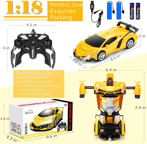 Dolanus Remote Control Car - Transform Robot RC Cars Contains All Batteries: One-Button Deformation and 360 Degree Rotating Drifting, Present Christmas Birthday Gift for Boys/Girls - Image 6