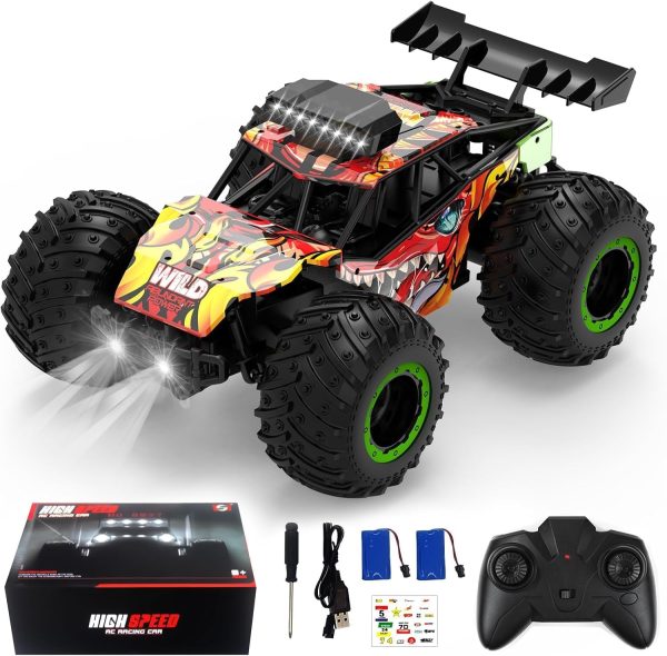 RC Dinosaur Car,1:20 Scale Remote Control Toy Car,2WD High Speed 30 Km/h All Terrains Electric Toy Off Road RC Car,RC Cars for Boys Kids and Adults Gift (Red) - Image 2