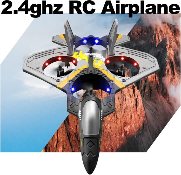 GoolRC V17 Remote Control Plane, 2.4Ghz Foam RC Airplanes Jet Fighter Stunt RC Airplane with Spinning Drone,Gravity Sensing,Stunt Roll,Cool Light,2 Battery for Kids Boys - Image 6