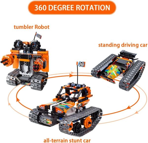 3-in-1 STEM Remote Control Building Kits - Tracked Car/Robot/Tank - 2.4Ghz Rechargeable RC Racer Toy Set Gift for 8-12 14 Year Old Boys and Girls Best Engineering Science Learning Kit for Kids 392pcs - Image 5