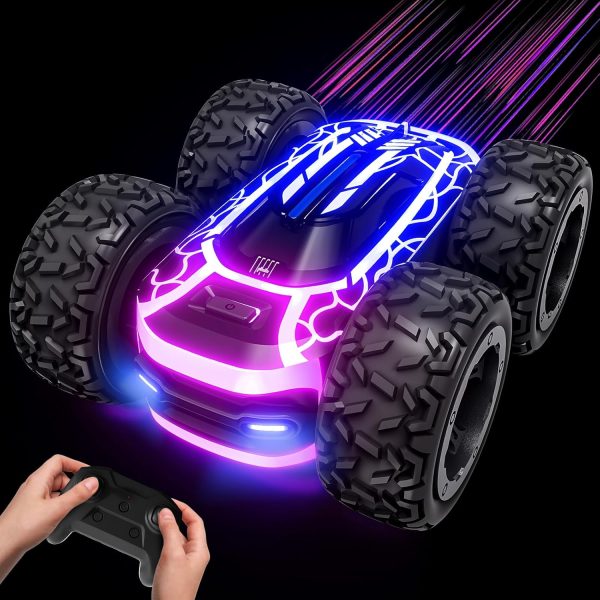 Tecnock Remote Control Car for Boys 4-7, 2.4GHz Rc Stunt Car for Kids, 360°Rotating Double Sided RC Car with Lights, Car Toy for Boys and Girls - Image 2