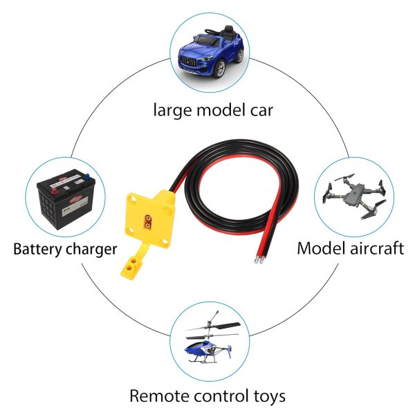 RIIEYOCA XT60 Adapter with Mount Panel Cable 12AWG XT60 Male Plug with Mount Panel to bare wire Power Cable for RC Lipo Battery Solar Panel E-bike Skyzone FPV Monitor Power Supply (1M) - Image 8