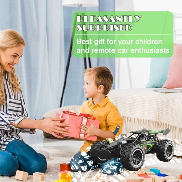 DoDoMagxanadu Remote Control Car, RC Cars for Boys Age 8-12, Toys Cars for Boys Age 4-7, 1:18 2.4Ghz Monster RC Truck Toys for Girls, Off Road RC Crawler Stocking Stuffers for Kids(Black Green) - Image 6