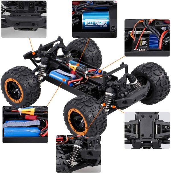 GoolRC 16889A RC Car, 1:16 Scale Remote Control Car, 4WD 45KM/H High Speed RC Truck with Brushless Motor, 2.4GHz All Terrain Off Road RC Crawler, Electric Vehicle Toy for Kids and Adults (Blue) - Image 7