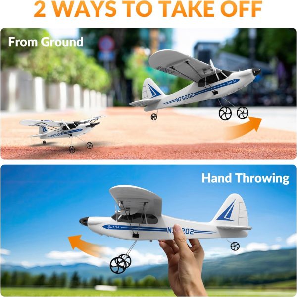 VOLANTEXRC RC Plane 2 Channel Trainer Airplane Sport Cub Remote Control Aircraft Toys Ready to Fly with Gyro Easy to Fly & 2.4GHz Radio Controlled for Kids & Beginner (762-2 Blue) - Image 9