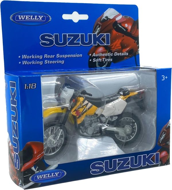 Welly Die Cast Motorcycle Yellow Suzuki DR-Z400S, 1:18 Scale - Image 5