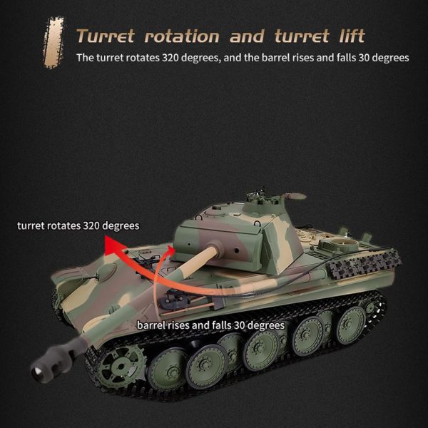 GoolRC RC Tanks, 1:16 Scale Remote Control Tank, German Panther G Army Tank Toys for Boys, 2.4GHz RC Military Main Battle Tank with Sound and Smoke for Kids and Adults (Professional Version) - Image 4