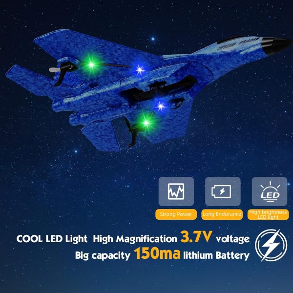 RC Plane, Remote Control Airplane- 2CH 2.4Ghz Remote Control Wireless Airplane Toy with Lights, Foam RC Fighter Plane Jet for Adults Kids Toys - Image 8