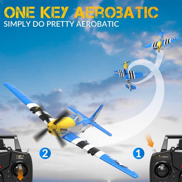 RC Plane RTF 4 Channel Remote Control Airplane with 3 Modes - Ready to Fly Upgrade P51 Mustang RC Airplane for Beginners Adult with Xpilot Stabilization System & One Key Aerobatic - Image 5