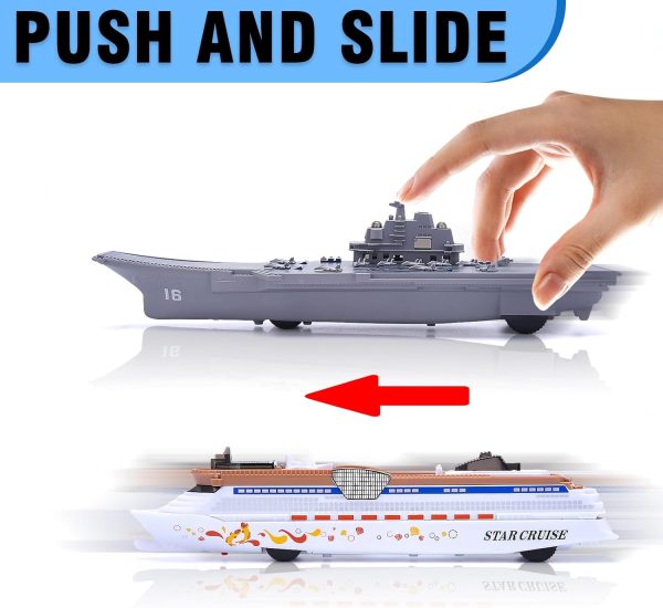 2PCS Aircraft Carrier Toy Cruise Ship with Lights and Sounds, Model Aircraft Carrier Navy Ship, Nautical Decorations Ocean Theme Party Supplies for Boys Gift Age 3-8 Collection - Image 7