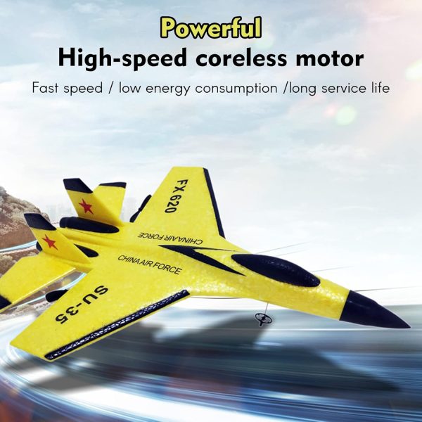 GoolRC FX620 RC Airplane, 2.4GHz Remote Control Airplane, 2 Channel RC Plane, SU-35 RC Glider EPP Aircraft Model with 3-Axis Gyro, Outdoor Flight Toys for Kids and Adults with 2 Battery (Yellow) - Image 6