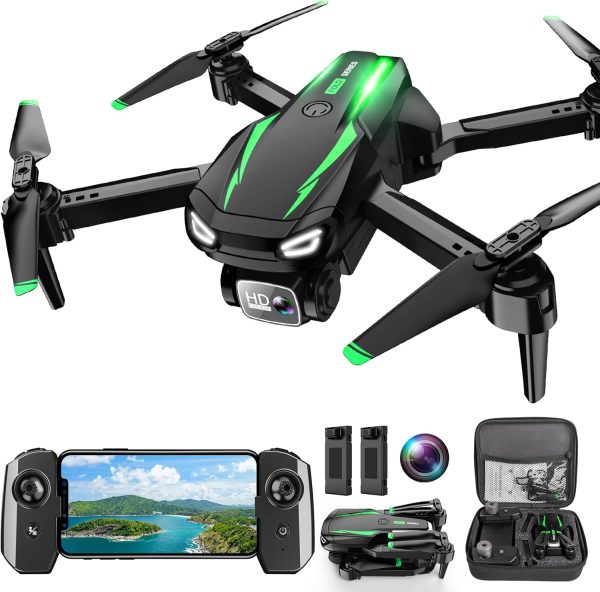 Drone with Camera, 1080P HD FPV Foldable Drone for Kids Adults Beginners, Brushless Motor RC Quadcopter with Stable Hover, Gestures Selfie, Waypoint Fly, 3D Flips, One Key Start, 2 Batteries - Image 2