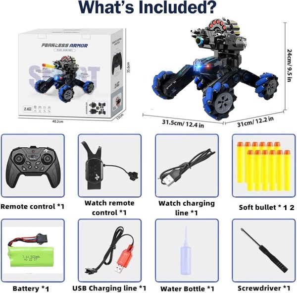 RC Tank That Shoots Gesture Sensing RC Tank, 2.4GHz Battle Soft Bullets Hand Control Car Drift Remote Control Trucks for Boys & Girls 8-12, Remote Control Tank with Light Music - Image 11