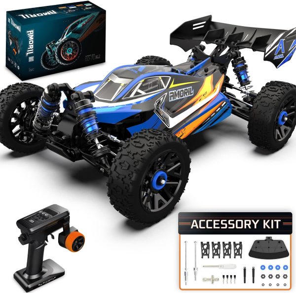 AMORIL 1:14 Fast RC Cars for Adults,Top Speed 70+KMH,Hobby Remote Control Car,4X4 Large Truck Off-Road Racing Buggy,Electric Vehicle Toy for Kids with Oil-Filled Shocks,Upgraded Metal Parts - Image 2