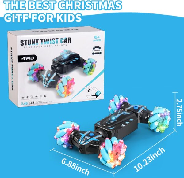 VANLINNY Gesture Sensing RC Stunt Car with Light & Music,Drift Hand Controlled Remote Control Twist Cars Toys for 8-12 yr Boys Girls,4WD 2.4GHz Monster Truck 360° Flips/Spray,Xmas Gift for Kids. - Image 6