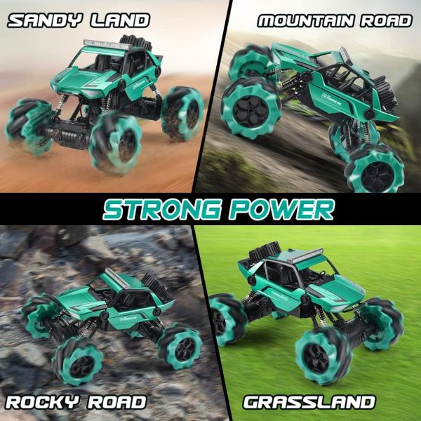 NQD Gesture Remote Control Car - 4WD Off-Road 1:14 Big Monster Stunt Car with 360° Spins All Terrain Hand Controlled Sensor Toy Cars with Lights Music for Kids Boys & Girls Birthday Gifts (Cyan) - Image 4