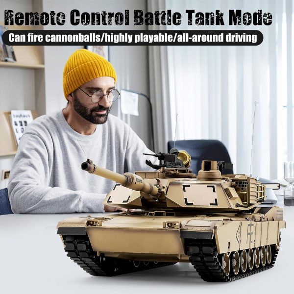 RC Tanks US M1A2 Abrams Army Tank 1:16, 2.4ghz M1A2 Abrams Main Battle Tank Model That Shots, Remote Control Tank Vehicles with 3 Batteries, Sound & Light for Ages 14+ - Image 7