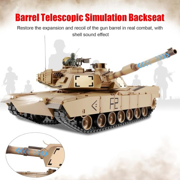 Heng Long 1/16 Scale Rc Tanks,2.4GHz US M1A2 Abrams Army Tank Model, 360° Turret Barrel Recoil BB Shooting,with Sound and Light,3819 Remote Control Military Tank,Toys for ages 14 and up - Image 5