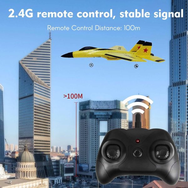 GoolRC FX620 RC Airplane, 2.4GHz Remote Control Airplane, 2 Channel RC Plane, SU-35 RC Glider EPP Aircraft Model with 3-Axis Gyro, Outdoor Flight Toys for Kids and Adults with 2 Battery (Yellow) - Image 4