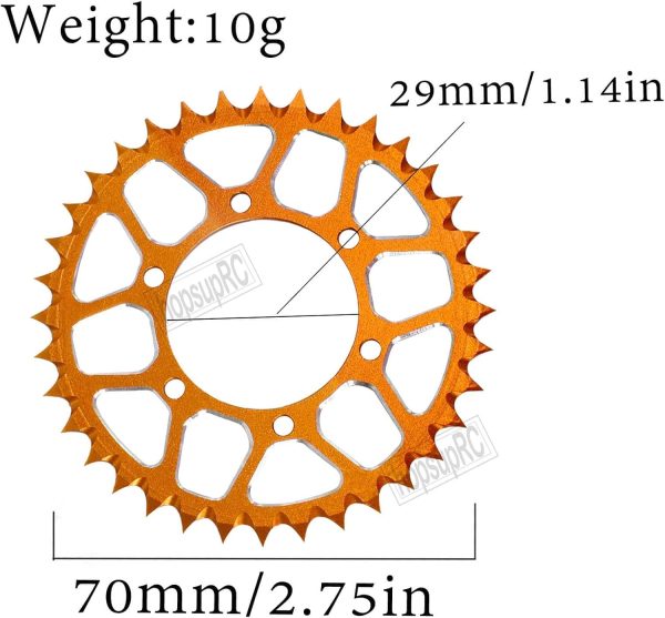 Aluminum 7075 Hub Chain Sprocket Upgrades Part for Losi 1/4 Promoto MX Motorcycle Dirt Bike RTR FXR (LOS06000) (LOS06002) 7075 Alloy Hub Chain Sprocket Hops Up,Orange - Image 8