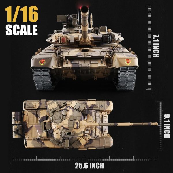 RC Tank Russian T-90 Main Battle Tank, 1/16 2.4ghz Remote Control Tank Vehicles Model with Sound & Light for Ages 14+ - Image 6