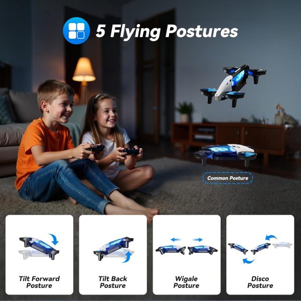 Drones for Kids 8-12 Mini Drone for Age 10-15 Boys Small Micro Indoor Nano RC Quadcopter,2-in-1 Remote Control Toy with 7+2Light Modes,5Flying Postures,Land Mode,Auto rotation,Circle Fly,Altitude Hold - Image 5