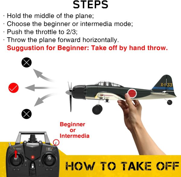 RC Airplane 4 Channel Romote Control Airplane Ready to Fly Zero Fighter 2.4Ghz RC Plane for Beginners,Kid,Adults with 6-Axis Gyro Stabilizer& One Key Aerobatic - Image 10