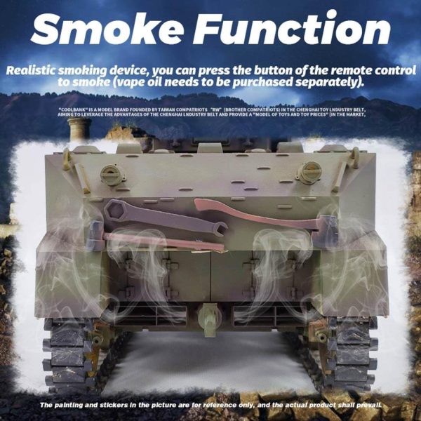 US M5A1 RC Tank for Adults, 1/16 RC Main Battle Tank Remote Control Tank 2.4G RC Military Tank Vehicle with Sound Light Smoke, RC Army Tank RC Crawler Tank Model Kit Gift, Type 1 - Image 3