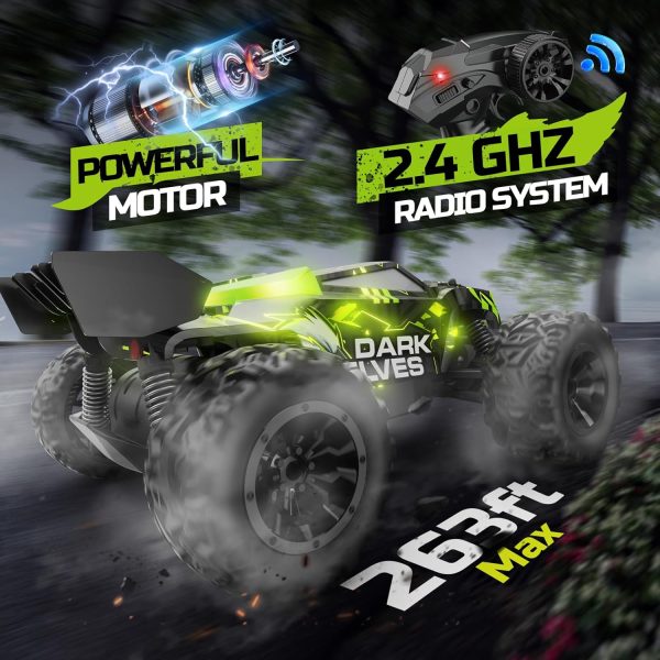 DEERC Remote Control Car, Glowing Eagle RC Cars for Boys Age 8-12 W/ 2 Rechargeable Batteries for 40 Min Play, 2.4Ghz All Terrain Off-Road RC Monster Truck Toys for Kids Birthday Xmas Gift - Image 4