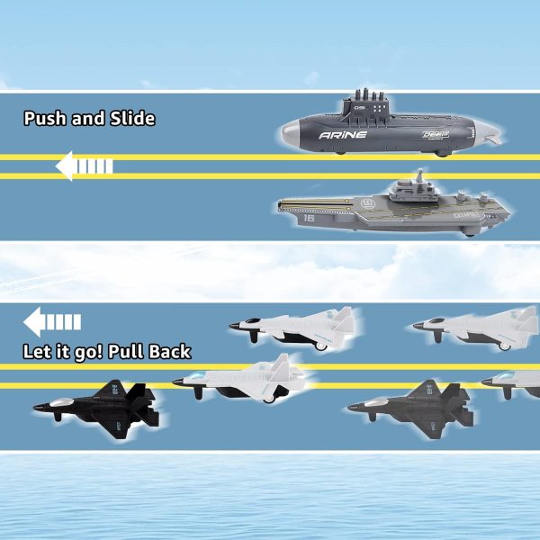 deAO Aircraft Carrier Toy Military Submarine Naval Ship Play Set with 6 PCS Planes Toys, Army Men Toy Battleship for Kids Boys Girls - Image 5