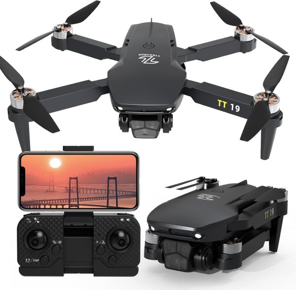 Drone wtih Camera For Beginners Obstacle Avoidance RC Drone for Adults Brushless Motor 1080P HD Camera 5G Wifi FPV Foldable Mini Quadcopter 3D Flips Altitude Hold TT19 UAV with Propeller Guards - Image 2