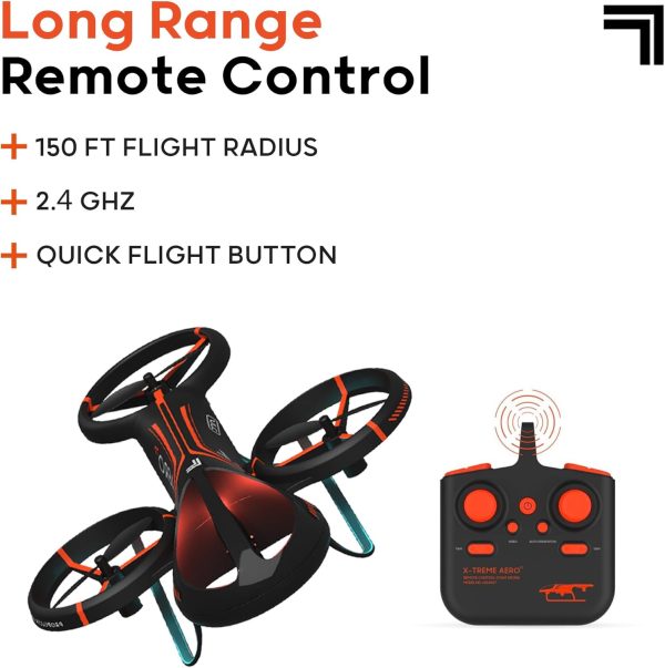 Sharper Image® X-Treme Aero Mini Drone, 4.6" RC Stunt Helicopter, 2.4 GHz Long Range Remote Control, Quiet Indoor & Outdoor Toy, Lightweight Durable, Kids & Adult Beginner Pocket Drone, Small Gift - Image 4