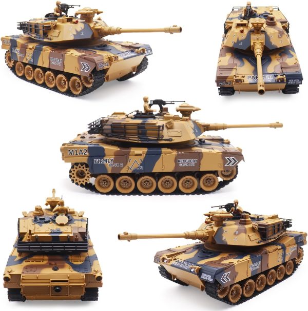 US-M1A2 RC Tank 1/18 Remote Control Tank That Shoots BBS, RC Tanks 23 Channel Full Function with Rotating Turret Lights, Sound, Smoke, RC Military Vehicles Toys for Kids & Adults - Image 4