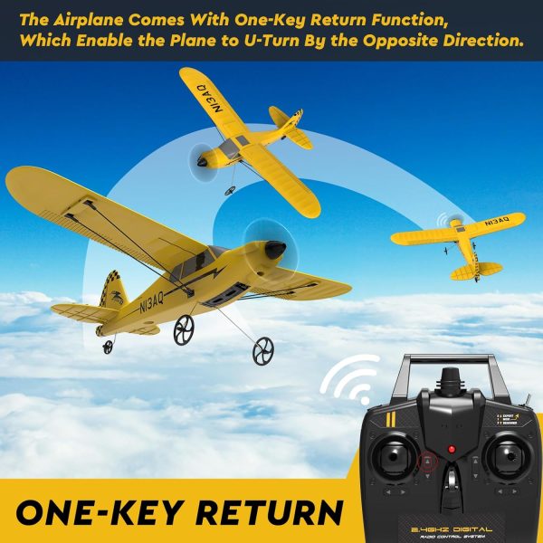 28℃ RC Plane 3 Channel Remote Control Airplane Trainer Airplane Sport Cub S2 with Propeller Saver&Xpilot Stabilization System,One-Key U-Turn Easy to Fly for Kids & Adults, Yellow (761-14 RTF) - Image 6