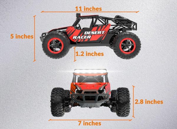 RACENT Remote Control Cars for Boys - 1:16 Scale 20kph Fast RC Truck All Terrain Off-Road Monster Truck Toy for Kids & Adults with 2 Rechargeable Batteries (Red) - Image 10