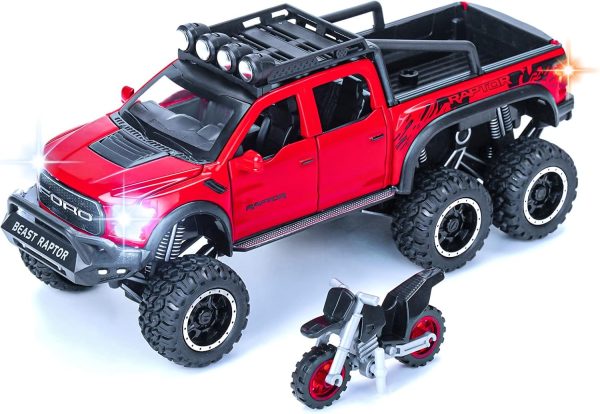 Toy Trucks Pickup Model Cars F150 Metal Diecast Cars Trucks for 3 Year Old Boys and up (Red) - Image 2