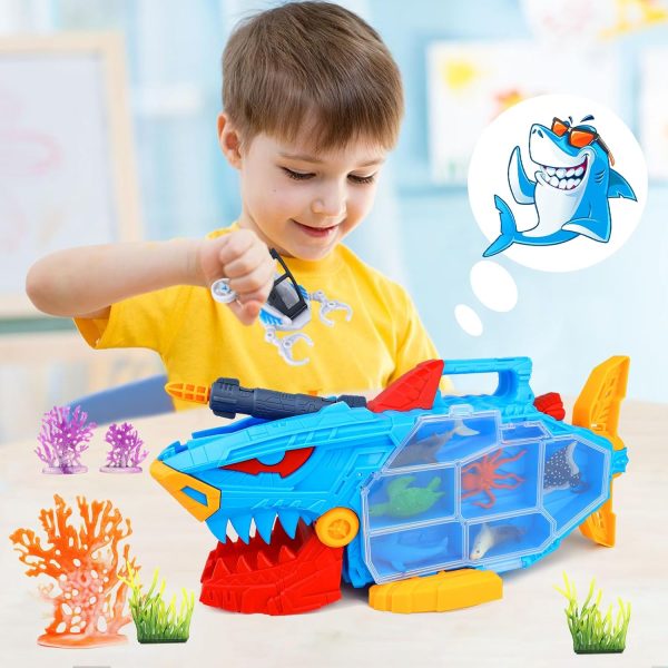 CORPER TOYS Shark Submarine Toys for Kids with Sea Animals and Vehicle Storage Carrier Toy Playset for Boys Toddler Gift for Birthday Christmas - Image 7