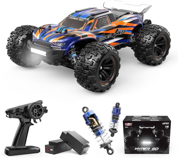 HYPER GO H16DR 1:16 Scale Ready to Run Fast Remote Control Car, High Speed Jump RC Monster Truck, Off Road RC Cars, 4WD All Terrain RTR RC Truck with 2 LiPo Batteries for Boys and Adults - Image 2