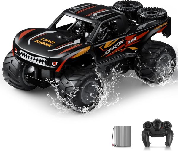 Carox 1:16 Scale Amphibious Remote Control Car Truck, 2.4GHz Shark Monster Truck, Waterproof RC Truck, 4WD All Terrain Off Road Car, Pool Toy Water Toy for Kids Ages 4 5 6 7 8 9 10 12 - Image 2