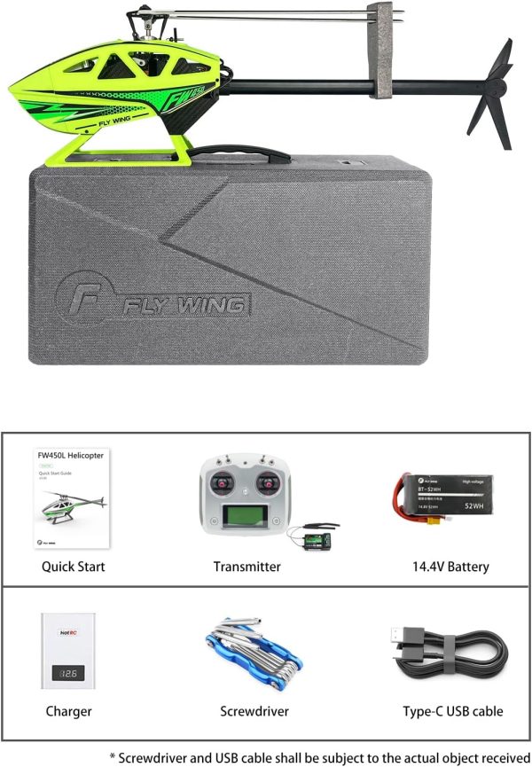 NOBRIM RC Helicopter FW450 V3 6CH 3D Auto Acrobatics GPS Altitude Hold RTF RC Helicopter with H1 Flight Control System Perfect for Gift (Green) - Image 4