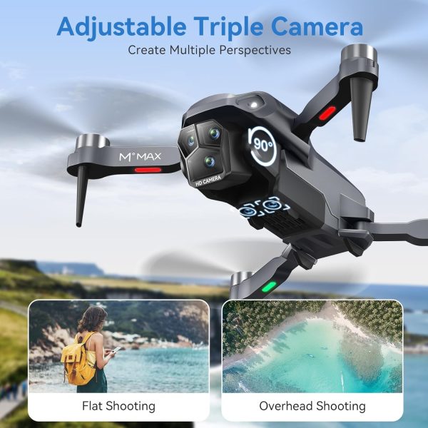 Drone with Brushless Motor 1080P HD Camera for Beginners Adults, M°max Foldable FPV Drone 2 Batteries with One Button Take Off, Headless Mode, 360° Flips, Toys Drone for Boys Girls - Image 3