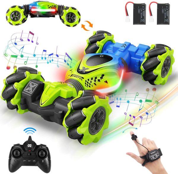 Gesture RC Car, 2.4GHz 4WD Gesture Sensing RC Stunt Car Toys for 6-12 yr Boys Girls, Drift Hand Controlled Remote Control Twist Cars Offroad 360° Rotation with Lights Music for Birthday Gifts - Image 2