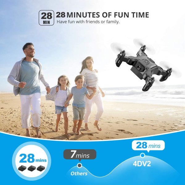 Foldable Mini Drone for Kids Toys,V2 Nano Pocket RC Quadcopter for Beginners Gift,with 3 Batteries,Altitude Hold, Headless Mode,3D Flips, One Key Return,3 Speed Modes,Easy Fly - Image 4