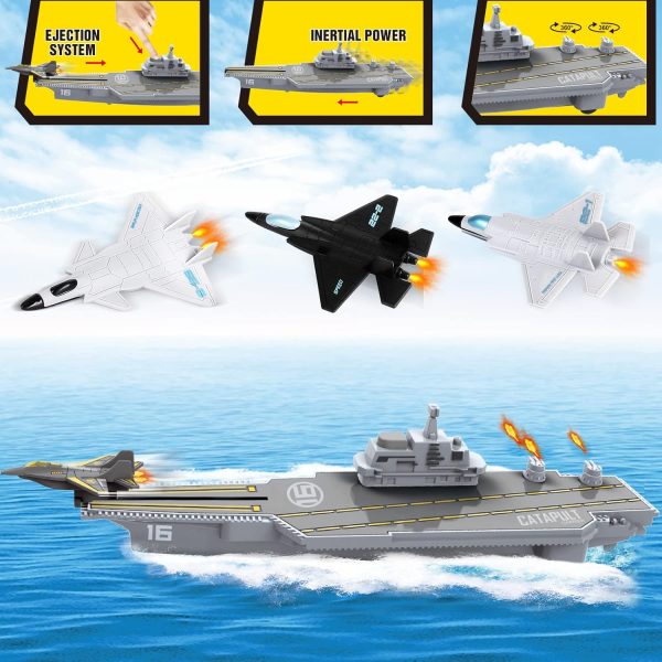 deAO Aircraft Carrier Toy Military Submarine Naval Ship Play Set with 6 PCS Planes Toys, Army Men Toy Battleship for Kids Boys Girls - Image 3